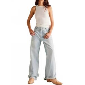 NEW DIPPED SHOP women’s washed street straight leg jeans in light blue